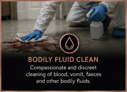 Protective specialist cleaning equipment for a bodily fluid clean