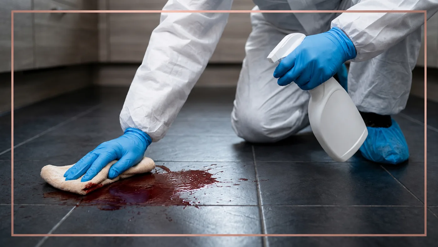 Protective specialist cleaning equipment used for a bodily fluid clean
